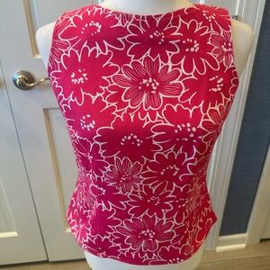 Talbots Pink and White Floral Petite Sleeveless Top